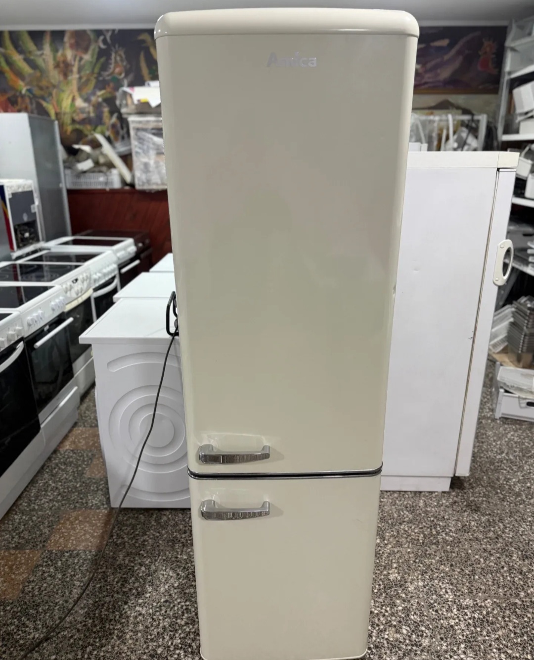 "AMICA", GERMANY, Retro, Creme Bež, polovni kombinovani frižider, 185 cm, prevoz ukljucen u cenu